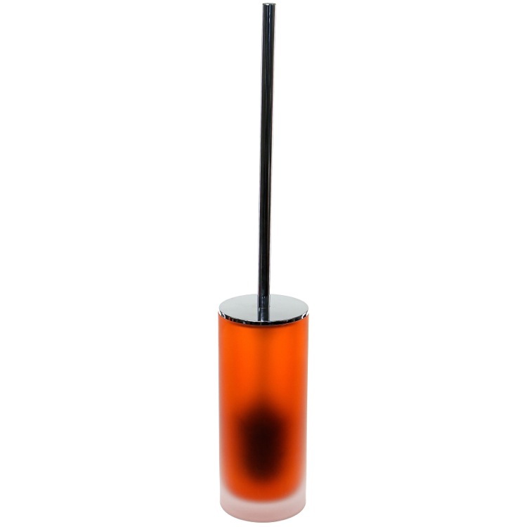 Gedy TI33-67 Toilet Brush Holder, Orange Frosted Glass With Chrome Handle